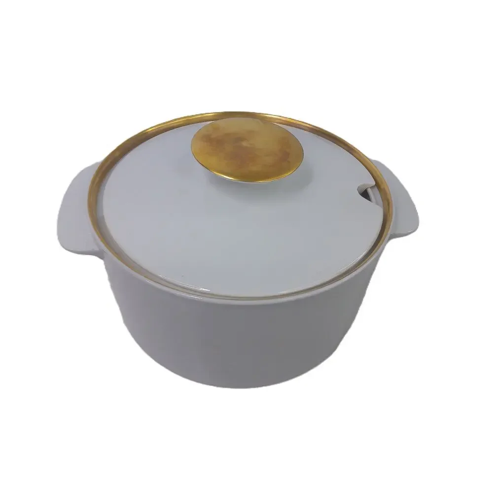 Vintage Thomas Germany Covered Soup Tureen Gold Trim White Porcelain MCM Lidded
